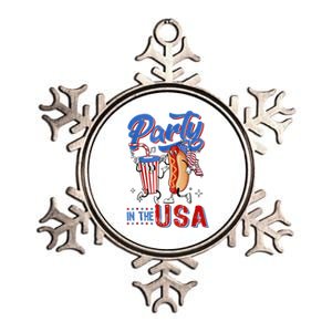 4th Of July Food Party In The USA Funny Hot Dog Lover Shirt Metallic Star Ornament