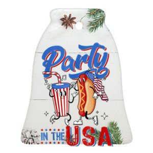 4th Of July Food Party In The USA Funny Hot Dog Lover Shirt Ceramic Bell Ornament