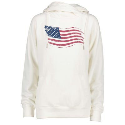 4th Of July Vintage USA Flag Womens Funnel Neck Pullover Hood