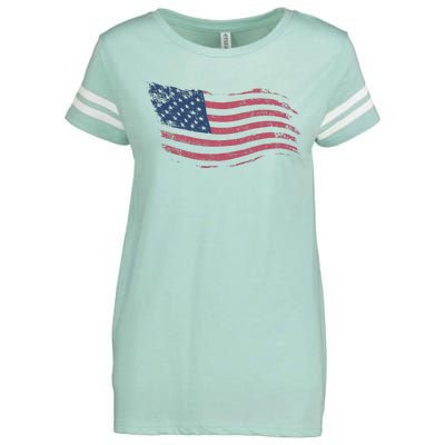 4th Of July Vintage USA Flag Enza Ladies Jersey Football T-Shirt