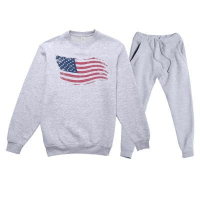 4th Of July Vintage USA Flag Premium Crewneck Sweatsuit Set