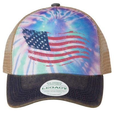 4th Of July Vintage USA Flag Legacy Tie Dye Trucker Hat