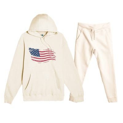 4th Of July Vintage USA Flag Premium Hooded Sweatsuit Set