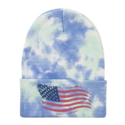 4th Of July Vintage USA Flag Tie Dye 12in Knit Beanie