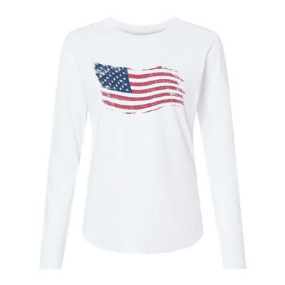 4th Of July Vintage USA Flag Womens Cotton Relaxed Long Sleeve T-Shirt