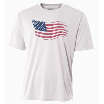 4th Of July Vintage USA Flag Cooling Performance Crew T-Shirt