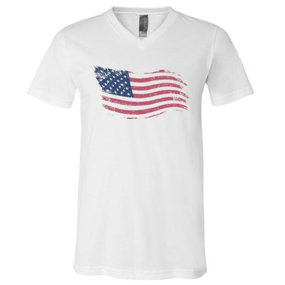 4th Of July Vintage USA Flag V-Neck T-Shirt