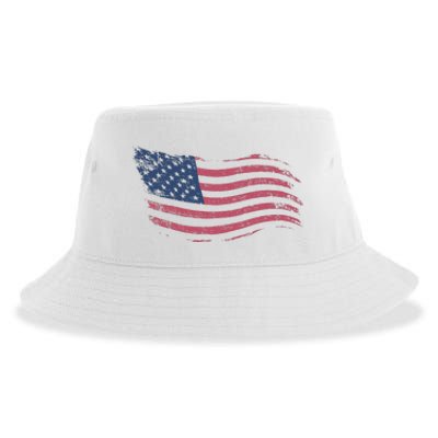 4th Of July Vintage USA Flag Sustainable Bucket Hat