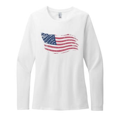 4th Of July Vintage USA Flag Womens CVC Long Sleeve Shirt