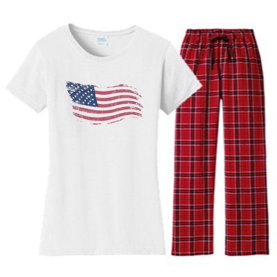 4th Of July Vintage USA Flag Women's Flannel Pajama Set