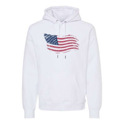 4th Of July Vintage USA Flag Premium Hoodie