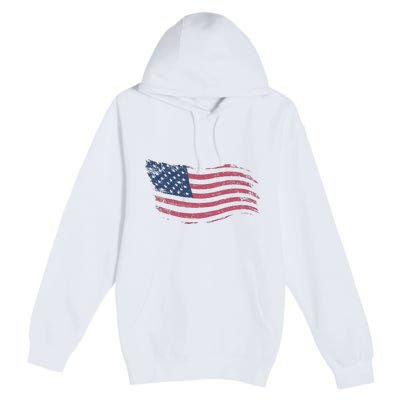 4th Of July Vintage USA Flag Premium Pullover Hoodie