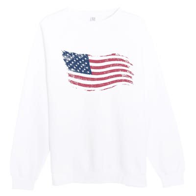 4th Of July Vintage USA Flag Premium Crewneck Sweatshirt