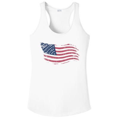 4th Of July Vintage USA Flag Ladies PosiCharge Competitor Racerback Tank