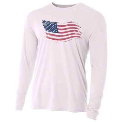 4th Of July Vintage USA Flag Cooling Performance Long Sleeve Crew