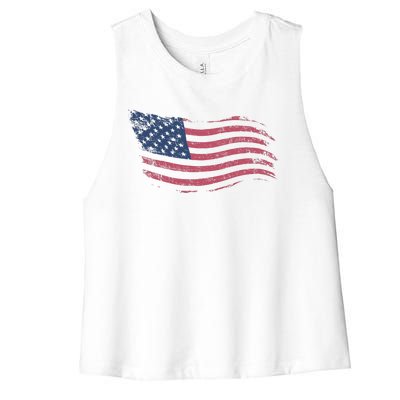 4th Of July Vintage USA Flag Women's Racerback Cropped Tank