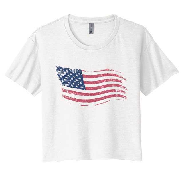 4th Of July Vintage USA Flag Crop Top