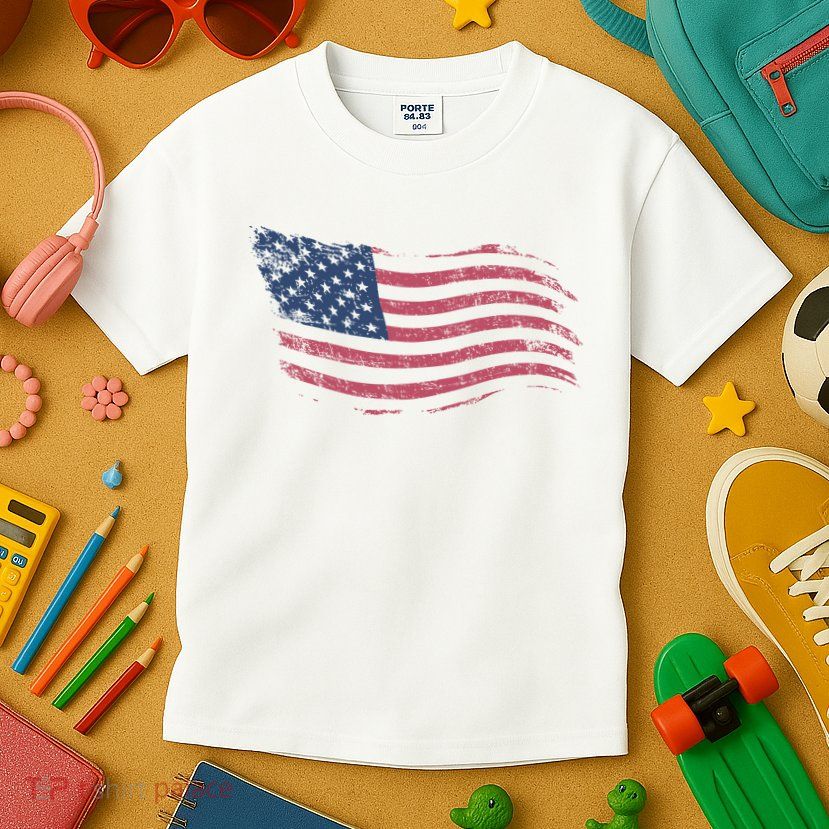 4th Of July Vintage USA Flag Kids T-Shirt
