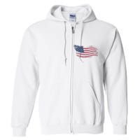 4th Of July Vintage USA Flag Full Zip Hoodie