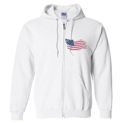 4th Of July Vintage USA Flag Full Zip Hoodie