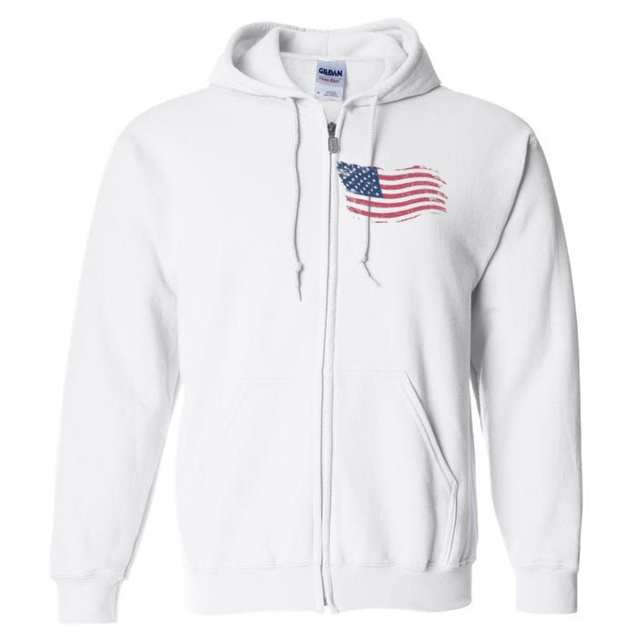 4th Of July Vintage USA Flag Full Zip Hoodie