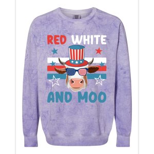 4th Of July Design Moorica Highland Cow Usa Patriotic Cow Gift Colorblast Crewneck Sweatshirt