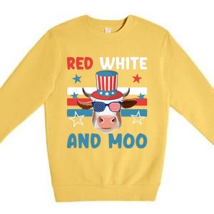 4th Of July Design Moorica Highland Cow Usa Patriotic Cow Gift Premium Crewneck Sweatshirt