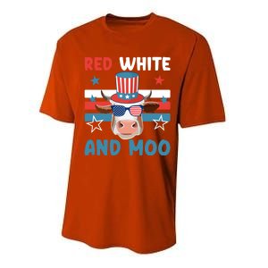 4th Of July Design Moorica Highland Cow Usa Patriotic Cow Gift Performance Sprint T-Shirt