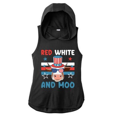 4th Of July Design Moorica Highland Cow Usa Patriotic Cow Gift Ladies PosiCharge Tri-Blend Wicking Draft Hoodie Tank