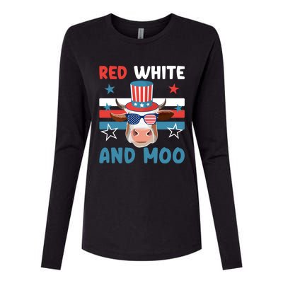 4th Of July Design Moorica Highland Cow Usa Patriotic Cow Gift Womens Cotton Relaxed Long Sleeve T-Shirt