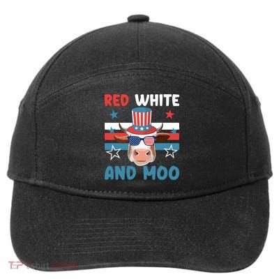 4th Of July Design Moorica Highland Cow Usa Patriotic Cow Gift 7-Panel Snapback Hat