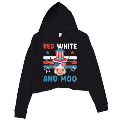 4th Of July Design Moorica Highland Cow Usa Patriotic Cow Gift Crop Fleece Hoodie