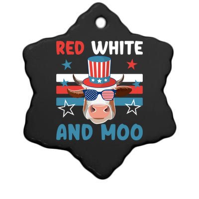 4th Of July Design Moorica Highland Cow Usa Patriotic Cow Gift Ceramic Star Ornament