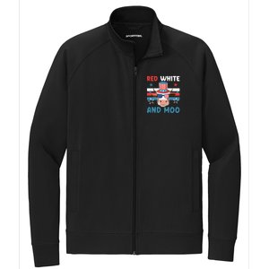 4th Of July Design Moorica Highland Cow Usa Patriotic Cow Gift Stretch Full-Zip Cadet Jacket