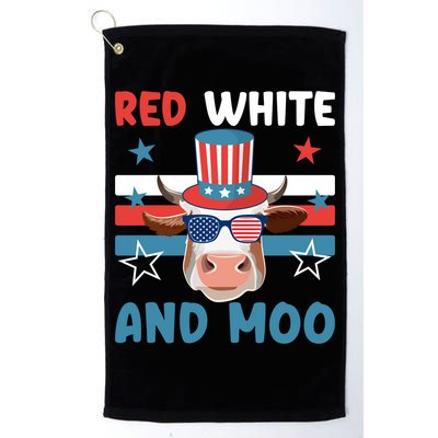 4th Of July Design Moorica Highland Cow Usa Patriotic Cow Gift Golf Towel