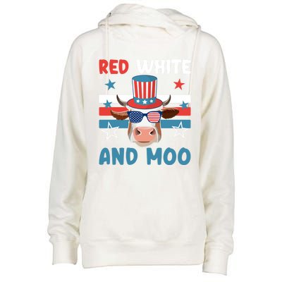 4th Of July Design Moorica Highland Cow Usa Patriotic Cow Gift Womens Funnel Neck Pullover Hood