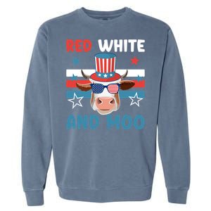 4th Of July Design Moorica Highland Cow Usa Patriotic Cow Gift Garment-Dyed Sweatshirt