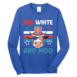 4th Of July Design Moorica Highland Cow Usa Patriotic Cow Gift Long Sleeve Shirt