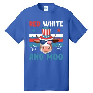 4th Of July Design Moorica Highland Cow Usa Patriotic Cow Gift Tall T-Shirt