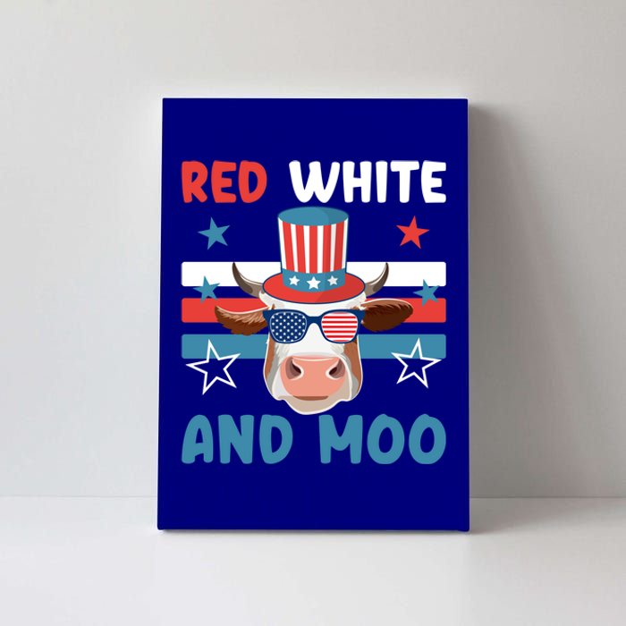 4th Of July Design Moorica Highland Cow Usa Patriotic Cow Gift Canvas