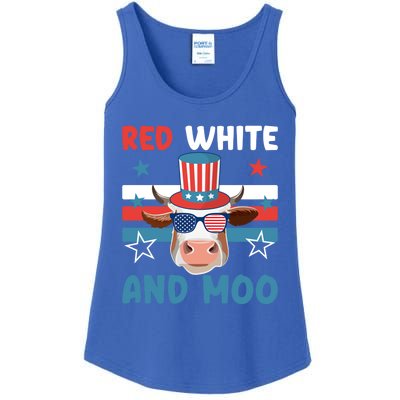 4th Of July Design Moorica Highland Cow Usa Patriotic Cow Gift Ladies Essential Tank