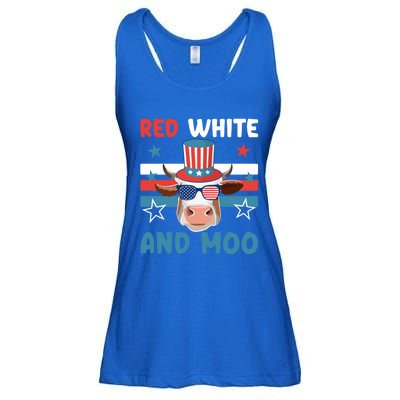 4th Of July Design Moorica Highland Cow Usa Patriotic Cow Gift Ladies Essential Flowy Tank