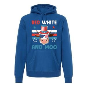 4th Of July Design Moorica Highland Cow Usa Patriotic Cow Gift Premium Hoodie