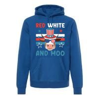 4th Of July Design Moorica Highland Cow Usa Patriotic Cow Gift Premium Hoodie