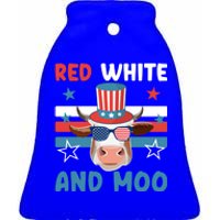 4th Of July Design Moorica Highland Cow Usa Patriotic Cow Gift Ceramic Bell Ornament