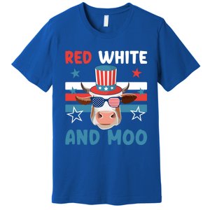 4th Of July Design Moorica Highland Cow Usa Patriotic Cow Gift Premium T-Shirt