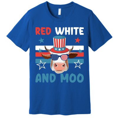 4th Of July Design Moorica Highland Cow Usa Patriotic Cow Gift Premium T-Shirt