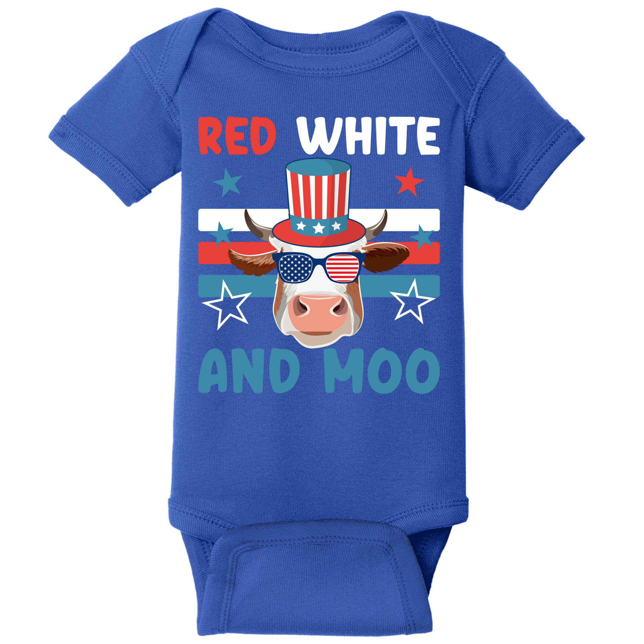 4th Of July Design Moorica Highland Cow Usa Patriotic Cow Gift Baby Bodysuit