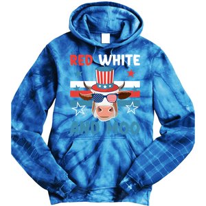 4th Of July Design Moorica Highland Cow Usa Patriotic Cow Gift Tie Dye Hoodie