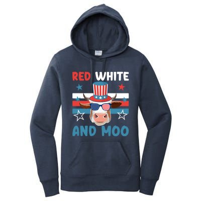 4th Of July Design Moorica Highland Cow Usa Patriotic Cow Gift Women's Pullover Hoodie